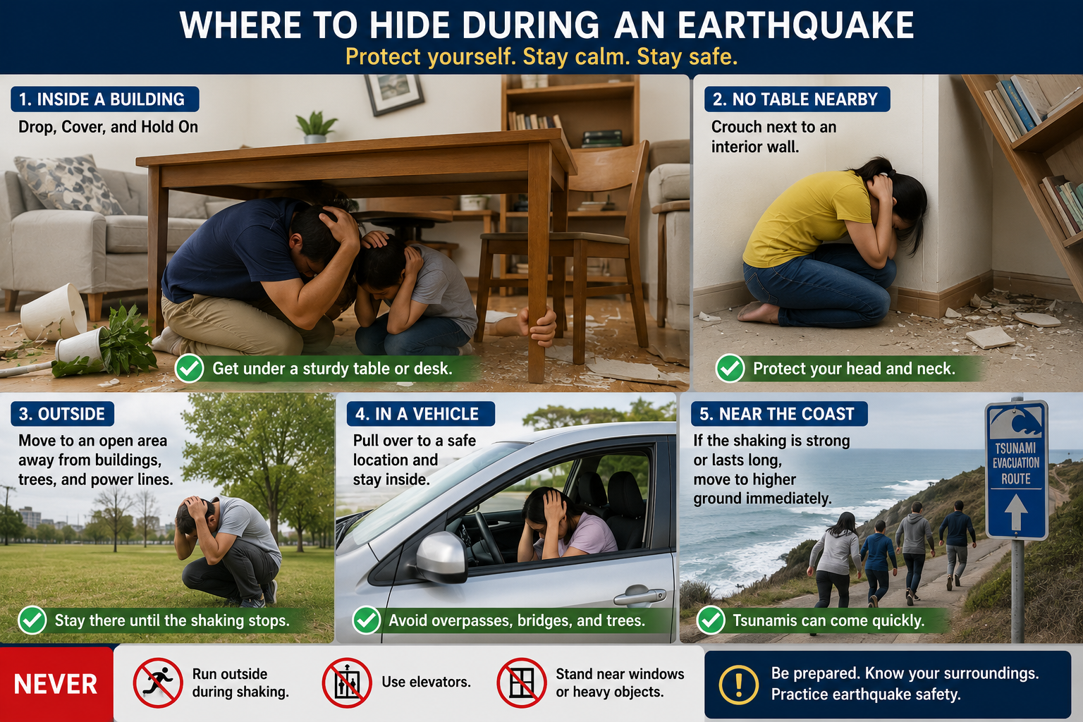 where to hide during an earthquake